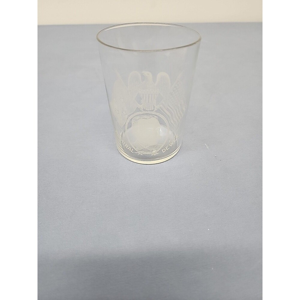 Vintage Admiral Dewey Souvenir Thin Wall Beer Glass Turn Of The Century Rare